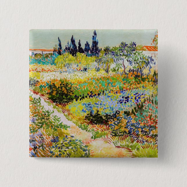 Macaron Carré 5 Cm Vincent van Gogh - Jardin à Arles (Devant)