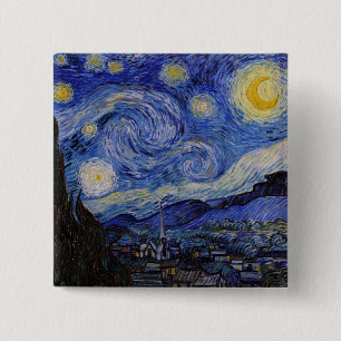 Macaron Carré 5 Cm Vincent Van Gogh - La nuit étoilée