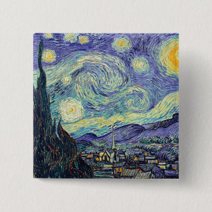 Macaron Carré 5 Cm Vincent Van Gogh La Nuit étoilée