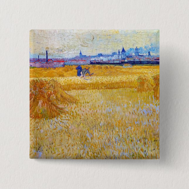 Macaron Carré 5 Cm Vincent van Gogh - Les pêcheurs (Devant)