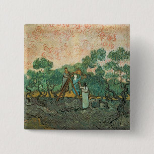 Macaron Carré 5 Cm Vincent van Gogh les récolteuses olives,