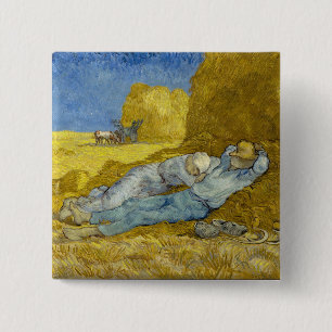 Macaron Carré 5 Cm Vincent Van Gogh - Midi, repos du travail / La Sie