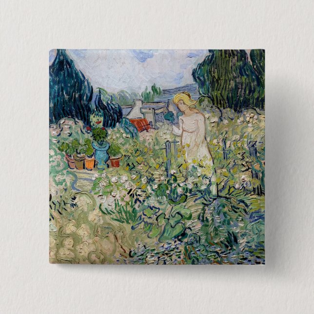Macaron Carré 5 Cm Vincent van Gogh - Miss Gachet dans son jardin (Devant)