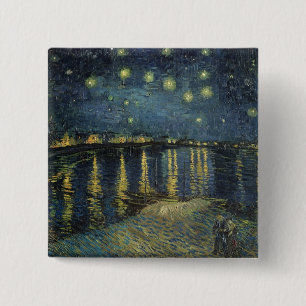Macaron Carré 5 Cm Vincent van Gogh Nuit étoilée sur le Rhône