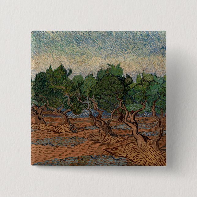 Macaron Carré 5 Cm Vincent van Gogh - Olive Grove (Devant)