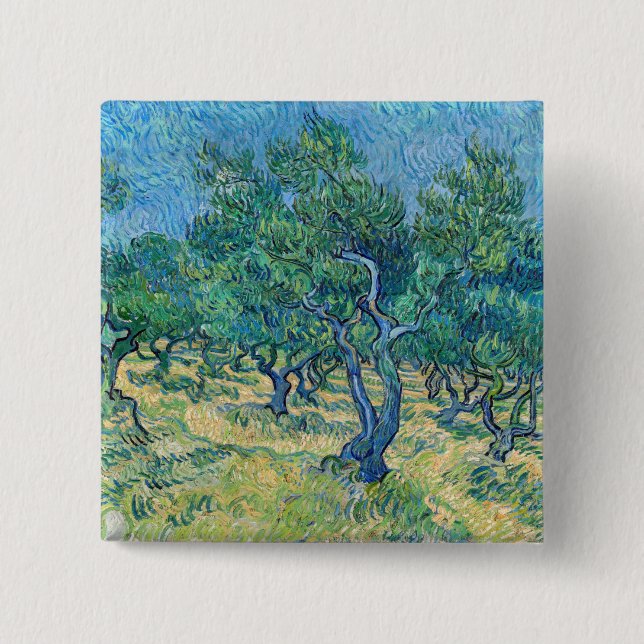 Macaron Carré 5 Cm Vincent van Gogh - Olive Grove (Devant)
