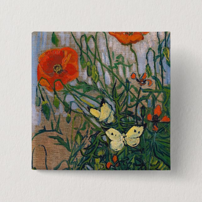 Macaron Carré 5 Cm Vincent van Gogh - Papillons et papillons (Devant)
