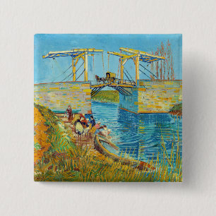 Macaron Carré 5 Cm Vincent van Gogh - Pont Langlois à Arles #1