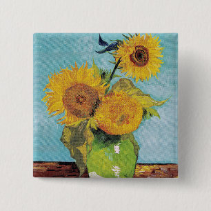 Macaron Carré 5 Cm Vincent Van Gogh - Trois Tournesols dans un Vase