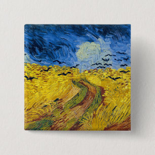 Macaron Carré 5 Cm Vincent van Gogh - Wheatfield with Crows