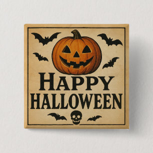 Macaron Carré 5 Cm Vintage/classique Happy Halloween jack-o-lantern