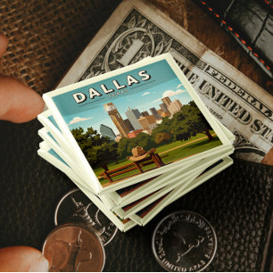 Macaron Carré 5 Cm Vintage Dallas Texas