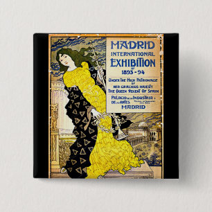 Macaron Carré 5 Cm Vintage : Exposition internationale de Madrid, 189