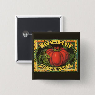Macaron Carré 5 Cm Vintage Fruit Crate Étiquette Art, Wayne Co Tomate
