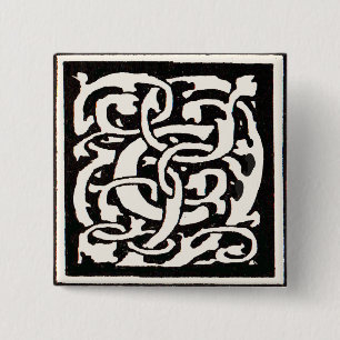 Macaron Carré 5 Cm Vintage Monogram C Art Nouveau Letter