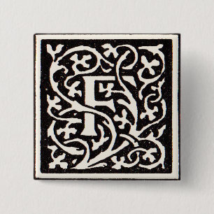 Macaron Carré 5 Cm Vintage Monogram F Art Nouveau Letter