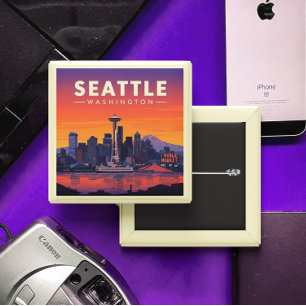 Macaron Carré 5 Cm Vintage Seattle Washington