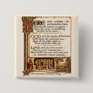 Macaron Carré 5 Cm Vintage Wassail Song Illuminated Manuscript Art 