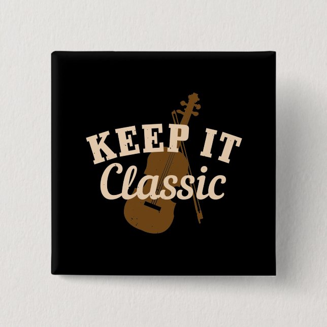 Macaron Carré 5 Cm Violon - Gardez-Le Classique (Devant)