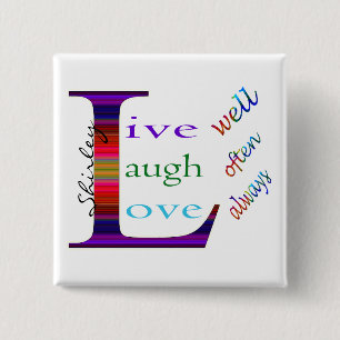 Macaron Carré 5 Cm Vis bien, Rires souvent, Amour toujours par STaylo