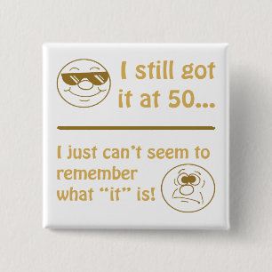 Macaron Carré 5 Cm Visages amusants 50e anniversaire Gag Cadeaux