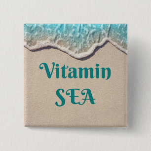 Macaron Carré 5 Cm Vitamine SEA bouton Plage