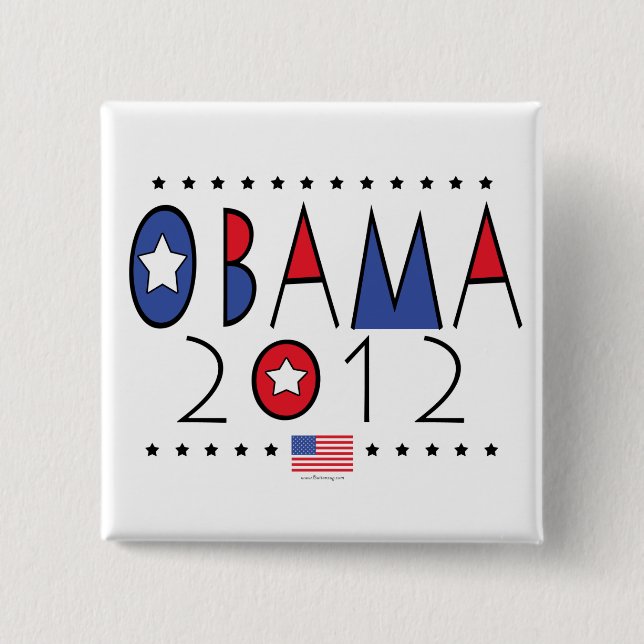 Macaron Carré 5 Cm Vitesse du Président Barack Obama 2012 (Devant)