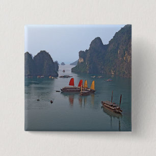 Macaron Carré 5 Cm Voiliers dans la baie d'Halong - Vietnam, Asie