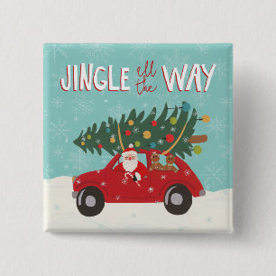 Macaron Carré 5 Cm Voiture du tintement complètement   Père Noël