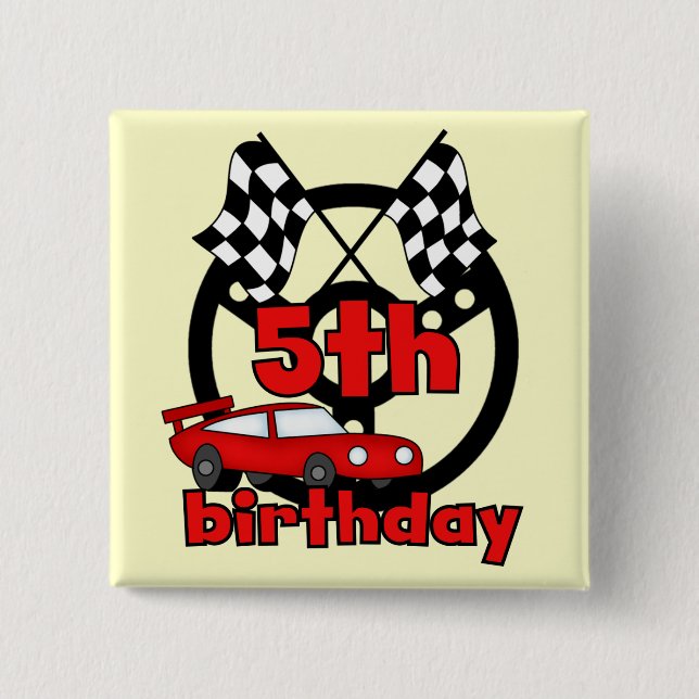 Macaron Carré 5 Cm Voiture Racing 5e Anniversaire Tshirts et cadeaux (Devant)
