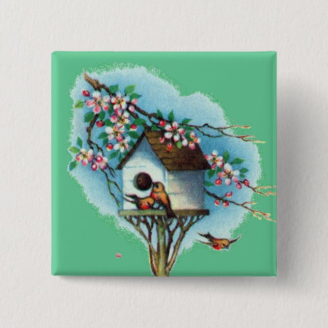 Macaron Carré 5 Cm Volière vintage (Devant)