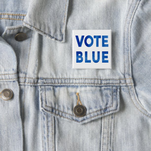 Macaron Carré 5 Cm Vote Blue bold watercolor texte politique