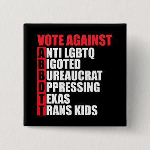 Macaron Carré 5 Cm Vote Contre Greg Abbott Texas Democrat Acrostic