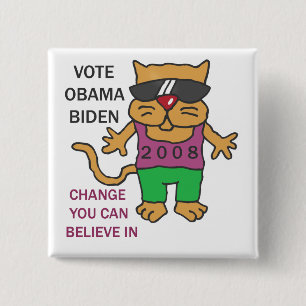 MACARON CARRÉ 5 CM VOTE FRAIS OBAMA DE CHATS