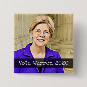 Macaron Carré 5 Cm Vote WARREN 2020 Bouton de l'élection présidentiel