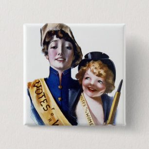Macaron Carré 5 Cm Votes pour des femmes - Suffrage des femmes, 1915