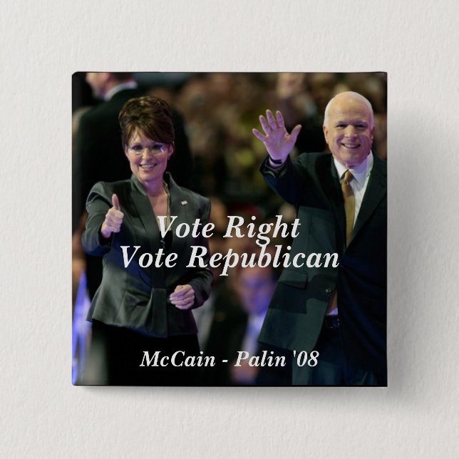 Macaron Carré 5 Cm Votez juste, républicain de vote, McCain -… (Devant)