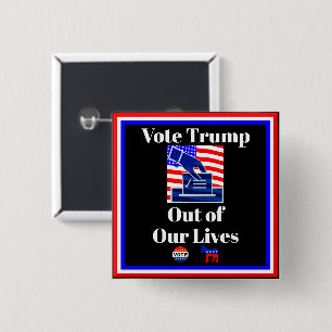 Macaron Carré 5 Cm Votez Trump hors du bouton de nos vies