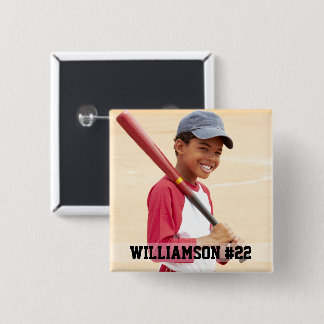 Macaron Carré 5 Cm Votre photo personnalisée de baseball ou votre spo