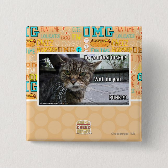 Macaron Carré 5 Cm Vous sentez-vous chanceux ? (Devant)