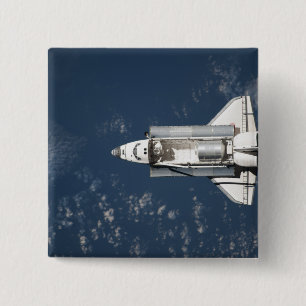 Macaron Carré 5 Cm Vue aérienne de la découverte de navette spatial