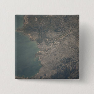 Macaron Carré 5 Cm Vue aérienne de la région de Port-au-Prince du