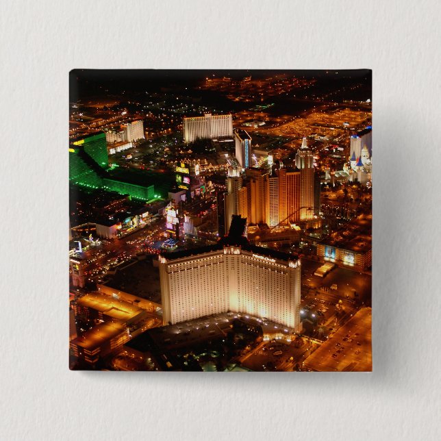 Macaron Carré 5 Cm Vue aérienne de Las Vegas depuis un blimp (Devant)