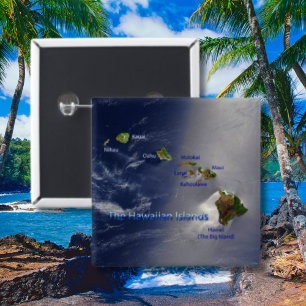 Macaron Carré 5 Cm Vue aérienne des îles Hawaiiennes