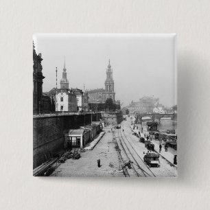 Macaron Carré 5 Cm Vue de Dresde du Bruehlsche Terrasse