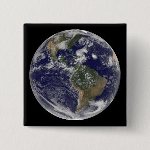 Macaron Carré 5 Cm Vue de la Terre entière et de quatre systèmes de t