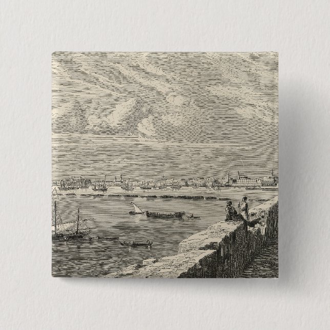 Macaron Carré 5 Cm Vue de Tripoli (Devant)