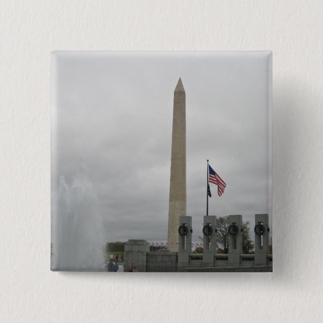 Macaron Carré 5 Cm Vue du monument de Washington du 2ÈME GUERRE (Devant)