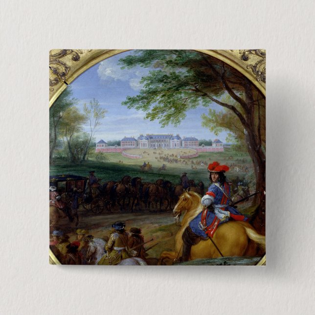 Macaron Carré 5 Cm Vue du palais de Versailles en 1669 (Devant)