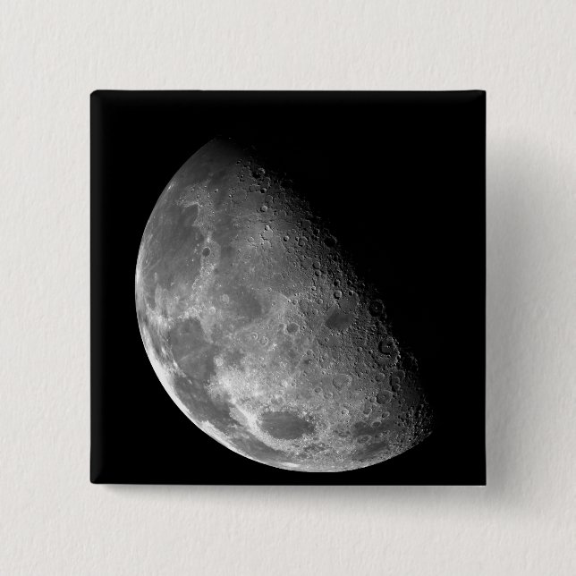 Macaron Carré 5 Cm Vue du pôle nord de la Lune (Devant)